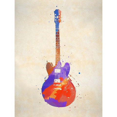 The String Guitar Black Modern Wood Framed Art Print with Double Matting by Sproul, Dan