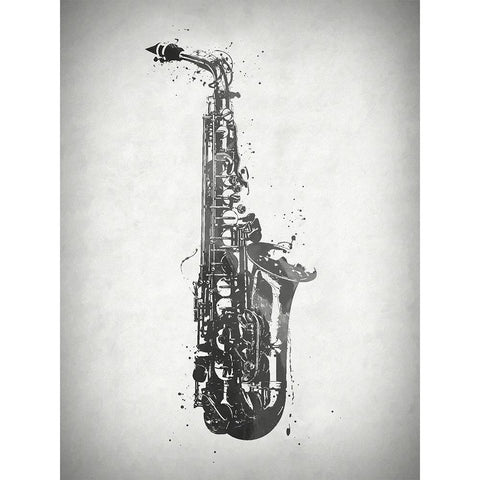 Black and White Sax Black Modern Wood Framed Art Print with Double Matting by Sproul, Dan