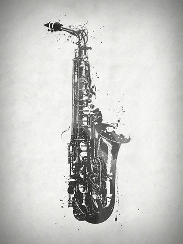 Black and White Sax White Modern Wood Framed Art Print with Double Matting by Sproul, Dan