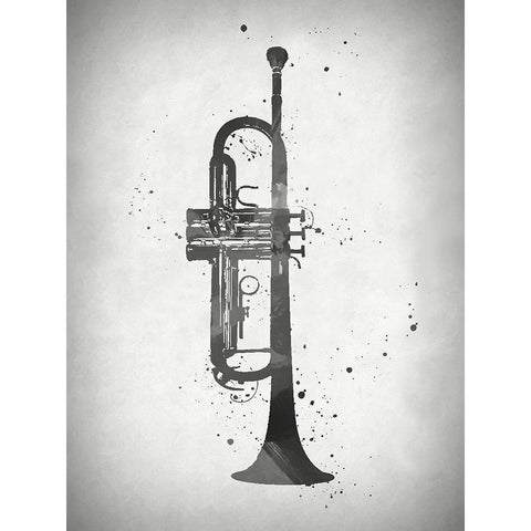 Black and White Trumpet Black Modern Wood Framed Art Print with Double Matting by Sproul, Dan