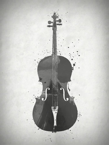 Black and White Violin Black Ornate Wood Framed Art Print with Double Matting by Sproul, Dan