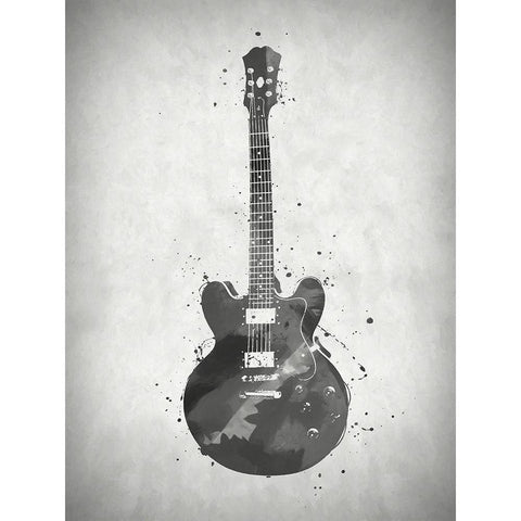 Black and White Guitar White Modern Wood Framed Art Print by Sproul, Dan