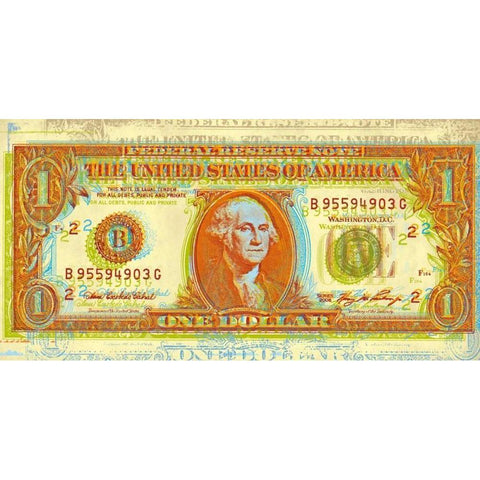 Dollar Bill White Modern Wood Framed Art Print by Chambers, Dustin