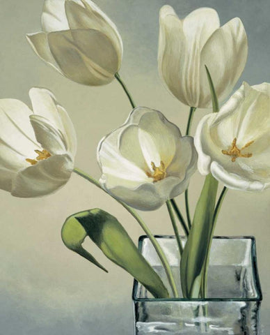 Tulipani in vaso White Modern Wood Framed Art Print with Double Matting by Barberini, Eva