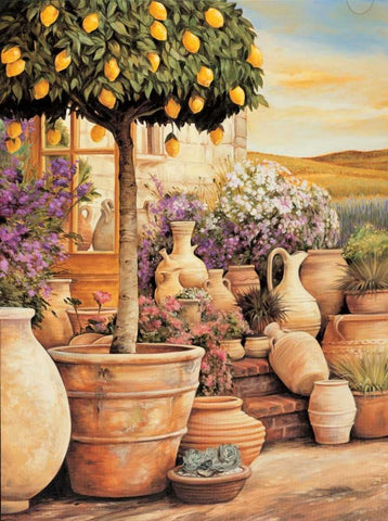 Lemon Topiary Black Ornate Wood Framed Art Print with Double Matting by Eduardo