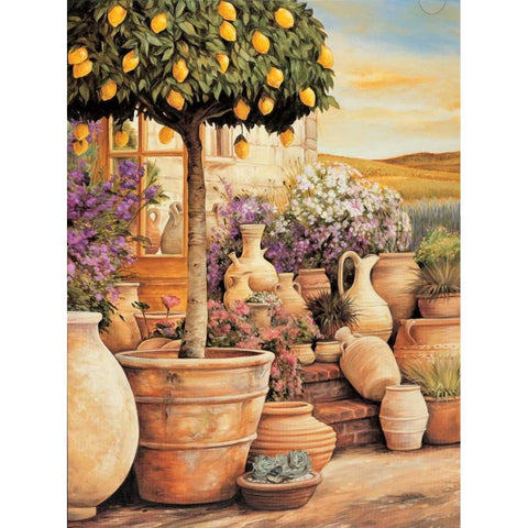 Lemon Topiary Gold Ornate Wood Framed Art Print with Double Matting by Eduardo