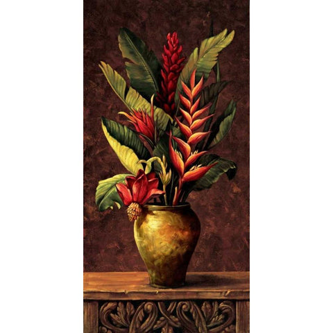 Tropical Arrangement I Black Modern Wood Framed Art Print with Double Matting by Eduardo