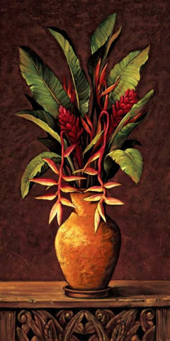 Tropical Arrangement II Black Ornate Wood Framed Art Print with Double Matting by Eduardo