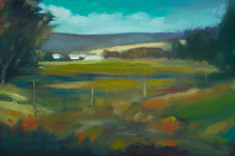 Across the Valley Black Ornate Wood Framed Art Print with Double Matting by Barbini, Eddie