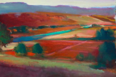 Valley View I White Modern Wood Framed Art Print with Double Matting by Barbini, Eddie