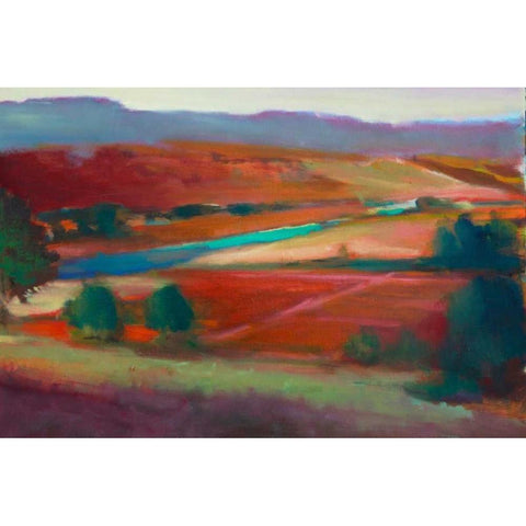Valley View I Black Modern Wood Framed Art Print with Double Matting by Barbini, Eddie