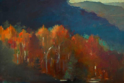 Autumn Forest White Modern Wood Framed Art Print with Double Matting by Barbini, Eddie