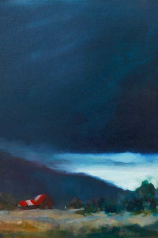 Red Barn White Modern Wood Framed Art Print with Double Matting by Barbini, Eddie