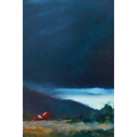 Red Barn Black Modern Wood Framed Art Print with Double Matting by Barbini, Eddie