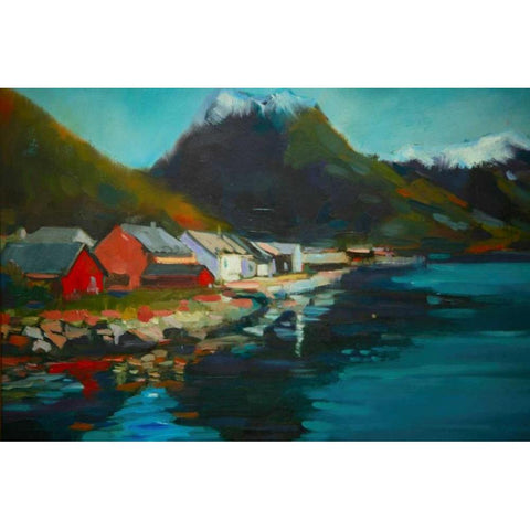 Waterside Black Modern Wood Framed Art Print with Double Matting by Barbini, Eddie