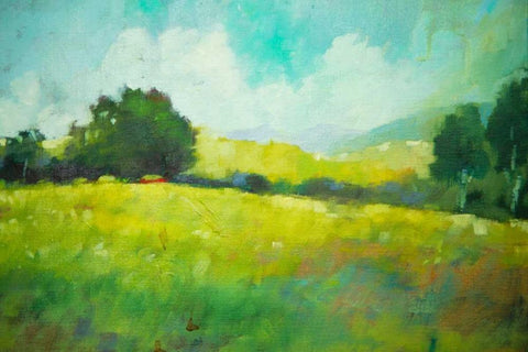 Hillside White Modern Wood Framed Art Print with Double Matting by Barbini, Eddie