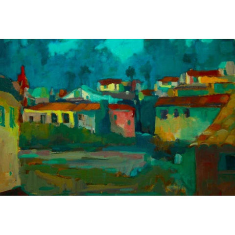 The Village Black Modern Wood Framed Art Print by Barbini, Eddie