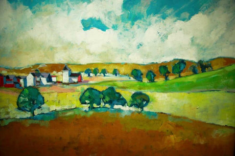 Beyond the Trees White Modern Wood Framed Art Print with Double Matting by Barbini, Eddie