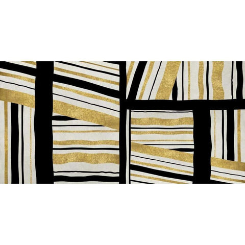 Intersect - Golden Black Modern Wood Framed Art Print with Double Matting by Roberts, Ellie