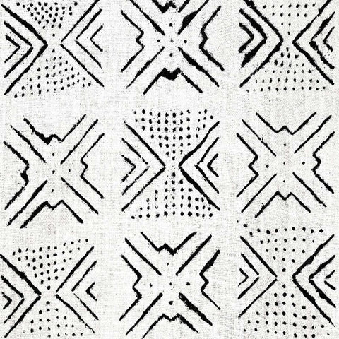 Mudcloth White IV Black Modern Wood Framed Art Print with Double Matting by Roberts, Ellie