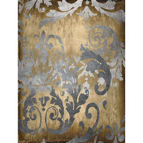 Damask in Gold I White Modern Wood Framed Art Print by Roberts, Ellie