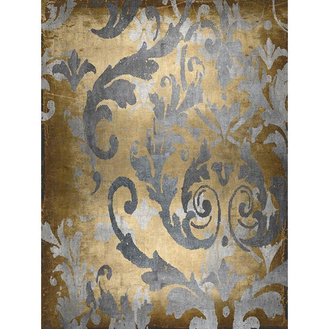 Damask in Gold II Gold Ornate Wood Framed Art Print with Double Matting by Roberts, Ellie