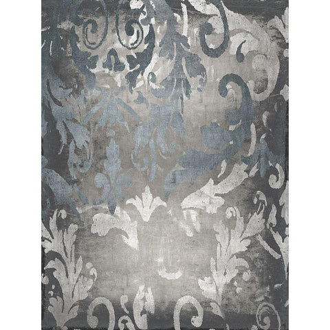 Damask in Silver I Black Modern Wood Framed Art Print with Double Matting by Roberts, Ellie