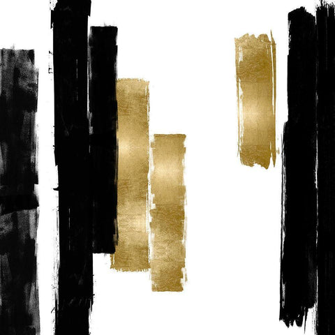 Vertical Black and Gold I Black Modern Wood Framed Art Print with Double Matting by Roberts, Ellie
