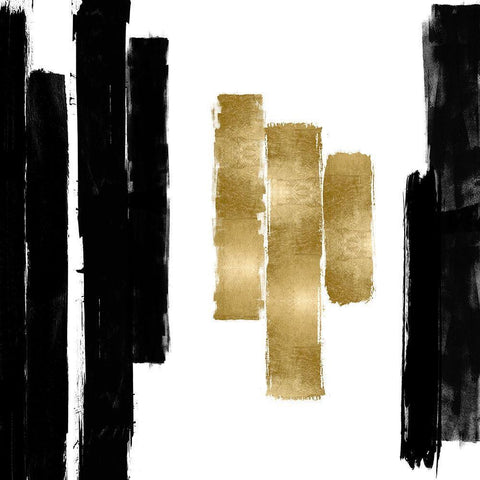 Vertical Black and Gold II White Modern Wood Framed Art Print by Roberts, Ellie