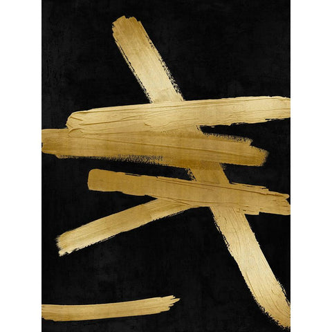 Crossroads Gold on Black II Black Modern Wood Framed Art Print by Roberts, Ellie