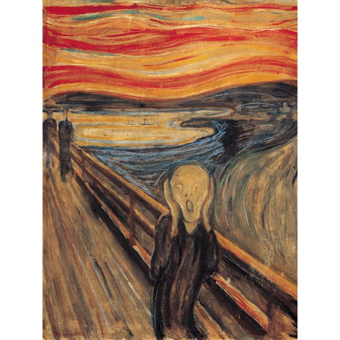 The Scream Gold Ornate Wood Framed Art Print with Double Matting by Munch, Edvard