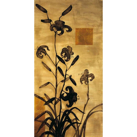 Lily Silhouette I Gold Ornate Wood Framed Art Print with Double Matting by Lange, Erin