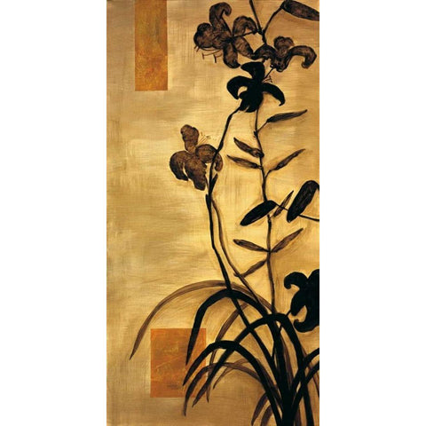 Lily Silhouette II Gold Ornate Wood Framed Art Print with Double Matting by Lange, Erin