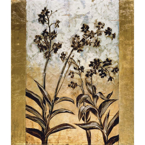 Orchid Silhouette Gold Ornate Wood Framed Art Print with Double Matting by Lange, Erin