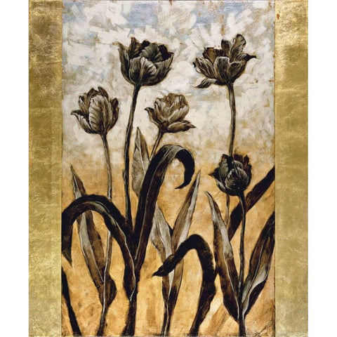 Tulip Silhouette Black Modern Wood Framed Art Print with Double Matting by Lange, Erin