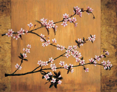 Cherry Blossoms Black Ornate Wood Framed Art Print with Double Matting by Lange, Erin