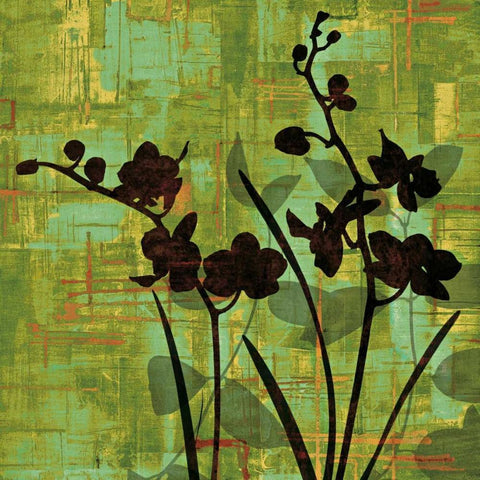 Silhouette on Green Black Modern Wood Framed Art Print with Double Matting by Lange, Erin