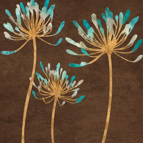 Teal Bloom I Gold Ornate Wood Framed Art Print with Double Matting by Lange, Erin