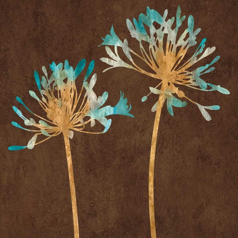 Teal Bloom II White Modern Wood Framed Art Print with Double Matting by Lange, Erin