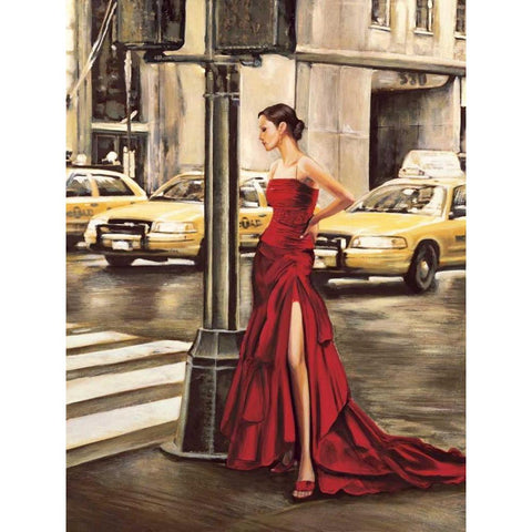 Woman in New York White Modern Wood Framed Art Print by Rovere, Edoardo