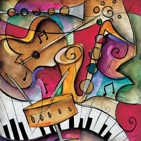 Jazz it Up II White Modern Wood Framed Art Print by Waugh, Eric