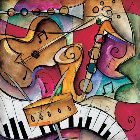 Jazz it Up II White Modern Wood Framed Art Print with Double Matting by Waugh, Eric