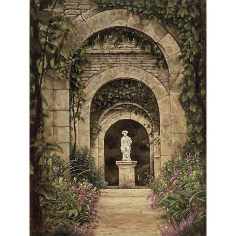 The Villa Garden Black Modern Wood Framed Art Print with Double Matting by Wright, Elizabeth