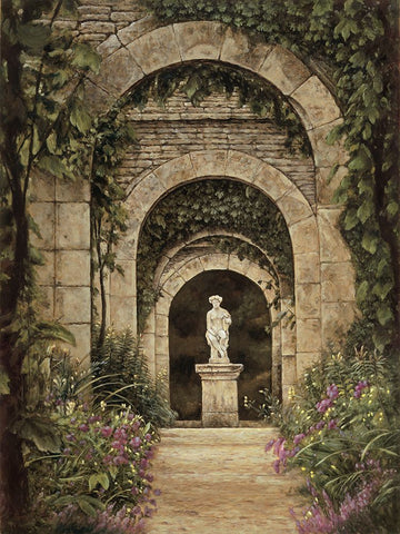 The Villa Garden Black Ornate Wood Framed Art Print with Double Matting by Wright, Elizabeth
