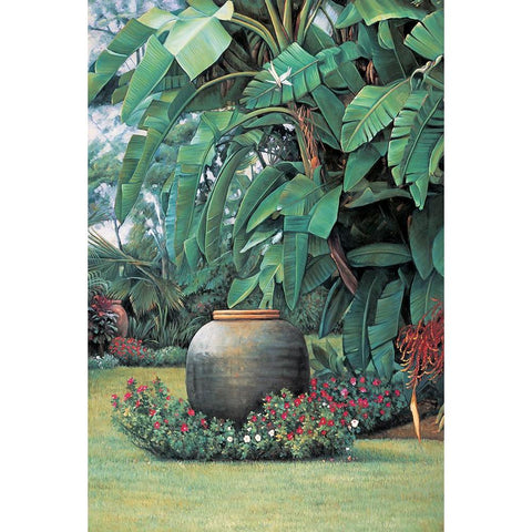 Tropical Garden I Gold Ornate Wood Framed Art Print with Double Matting by Wright, Elizabeth