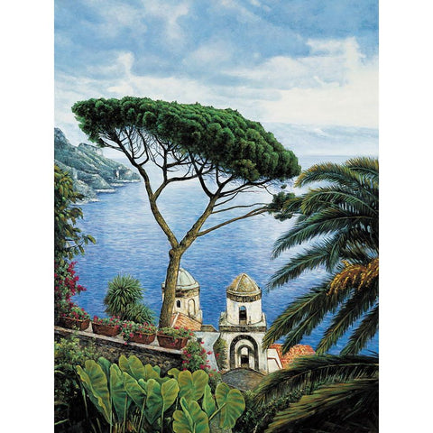 Amalfi Coast Black Modern Wood Framed Art Print with Double Matting by Wright, Elizabeth