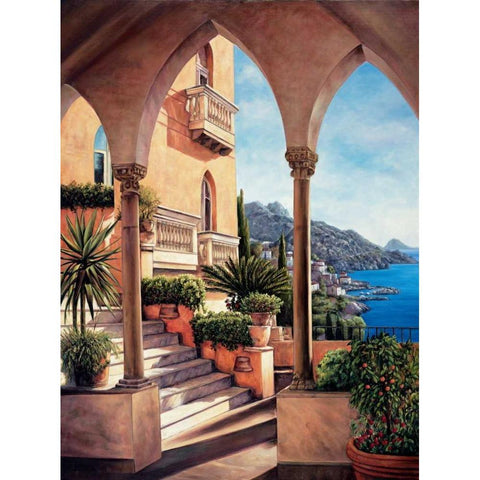Palazzo on Amalfi Black Modern Wood Framed Art Print by Wright, Elizabeth