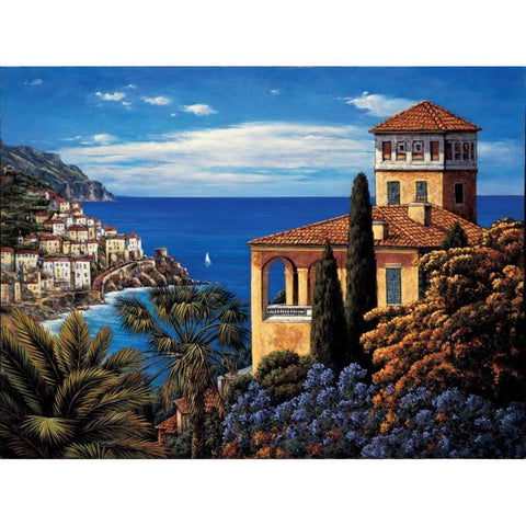 The Amalfi Coast Black Modern Wood Framed Art Print with Double Matting by Wright, Elizabeth