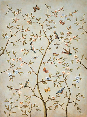 Le Printemp I White Modern Wood Framed Art Print with Double Matting by Bouchardeau, Frances