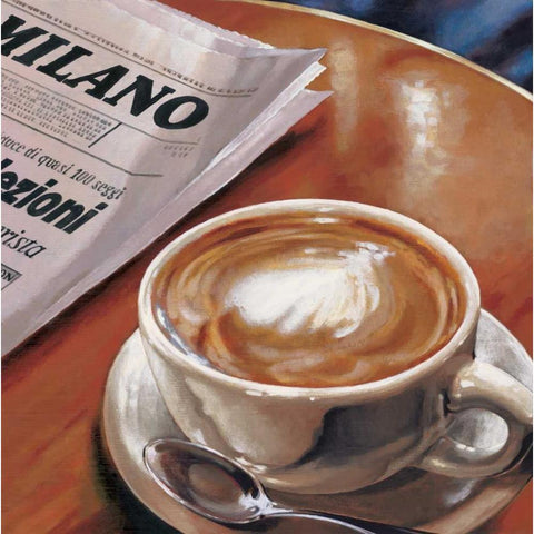 Cappuccino al Bar White Modern Wood Framed Art Print by Landi, Federico